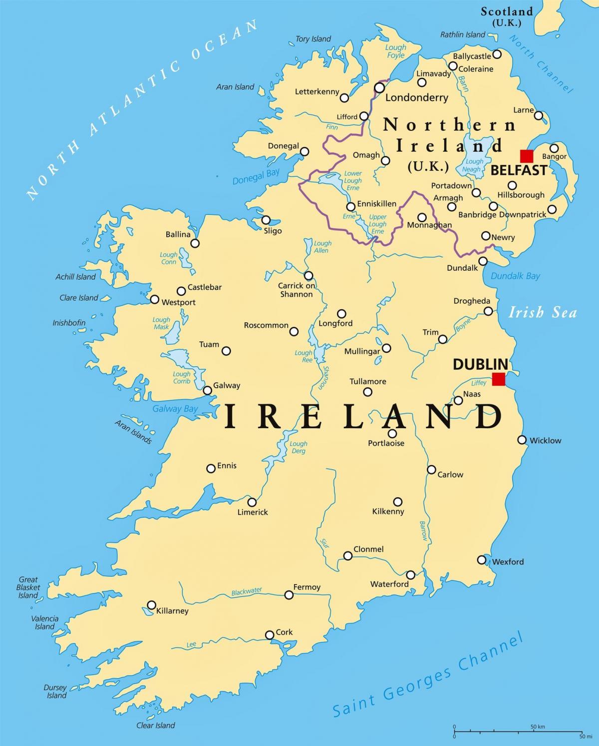 Kaart van de hoofdstad van Ierland